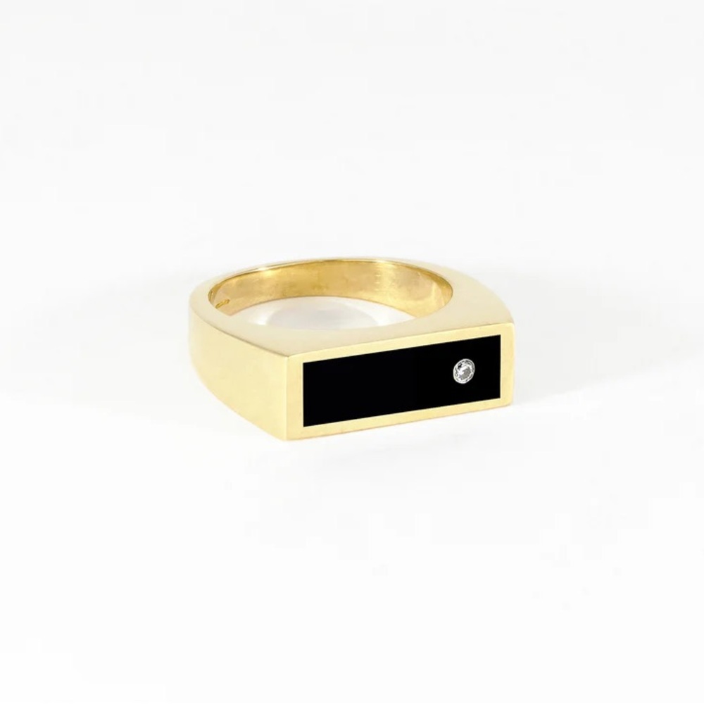 Legier Small Black Onyx with Diamond Signet Ring